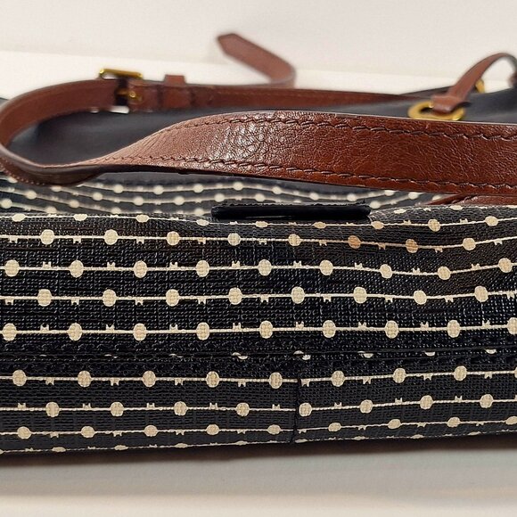 Fossil Fiona Geometric Pattern Crossbody Black White Key Shoulder Bag - Picture 6 of 7